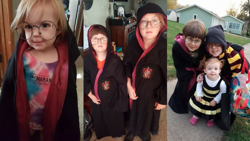 kids dressing up in Harry Potter robes