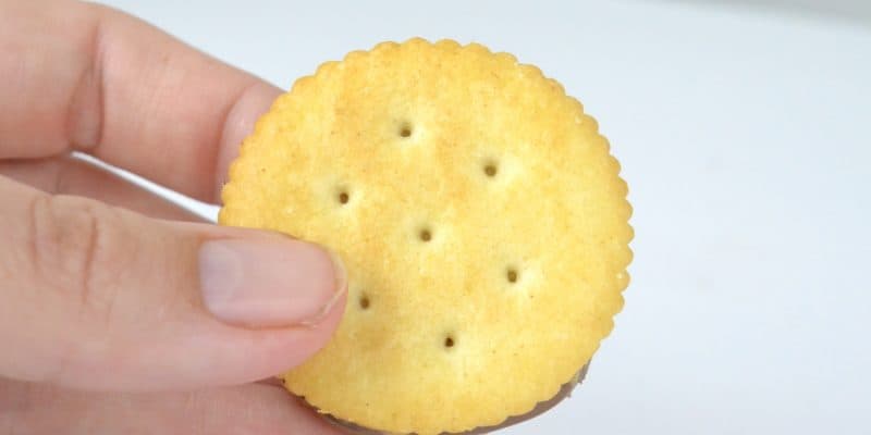 RITZ Cracker being held with fingers