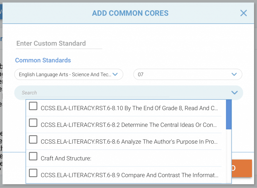 Common core objectives in Project Pals