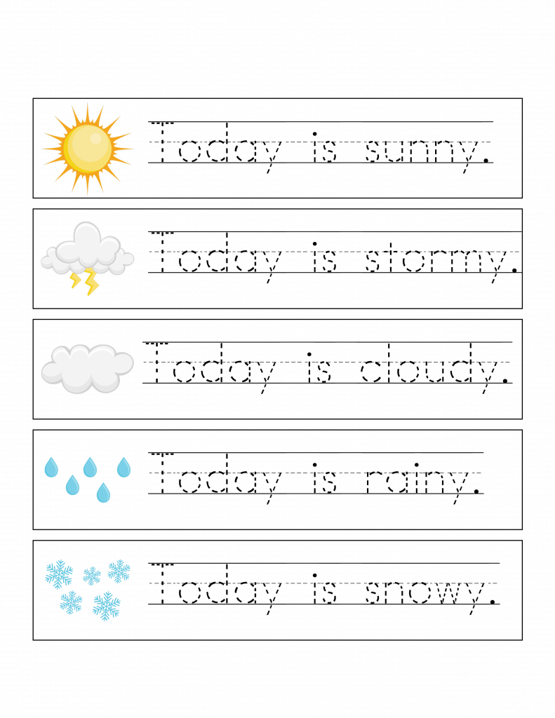 weather themed handwriting practice writing template