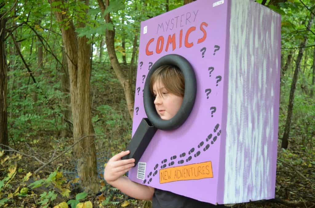 boy in mystery comic book Halloween costume