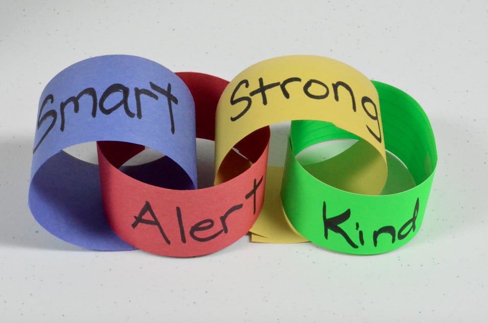 Smart, Alert, Strong Kind paper chains