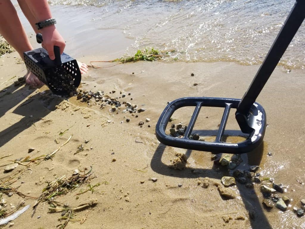 metal detecting on the beach