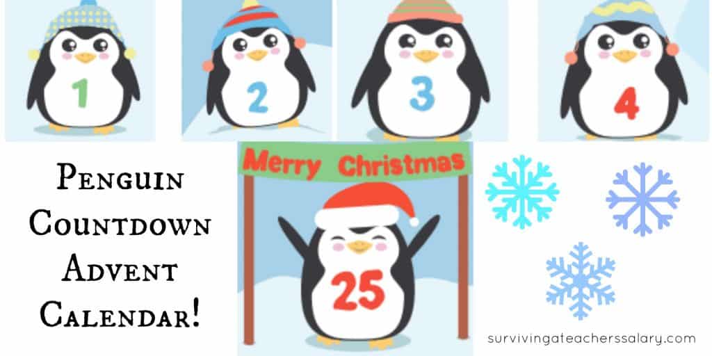 cute printable penguin advent calendar