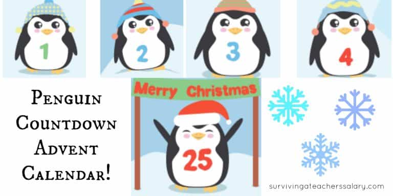 FREE Penguin Printable Advent Calendar: Kid’s Countdown to Christmas