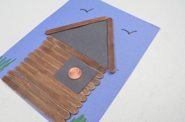President’s Day Craft: Build a Lincoln Log Cabin with Craft Sticks on Paper