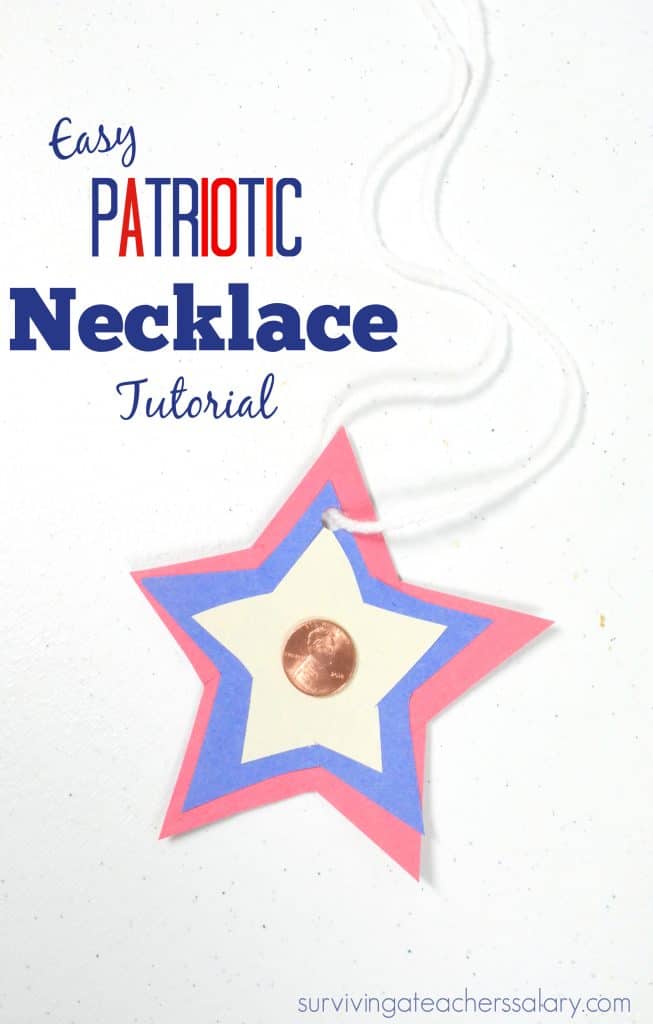 red white and blue star penny necklace craft