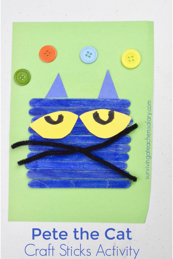 Pete the Cat Face with Craft Sticks