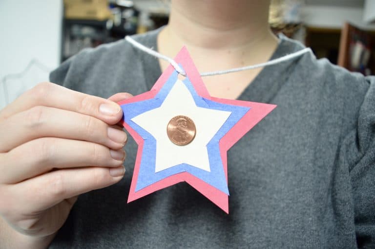 Patriotic Red, White & Blue Star Penny Necklace Kid’s Craft