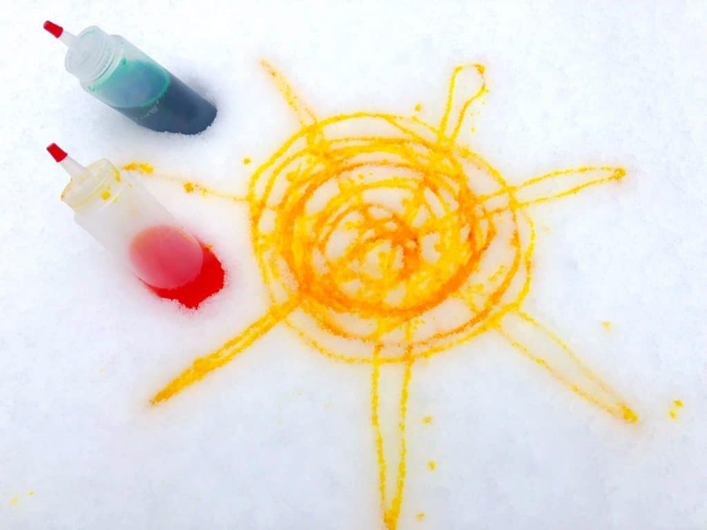 yellow sun snow paint art