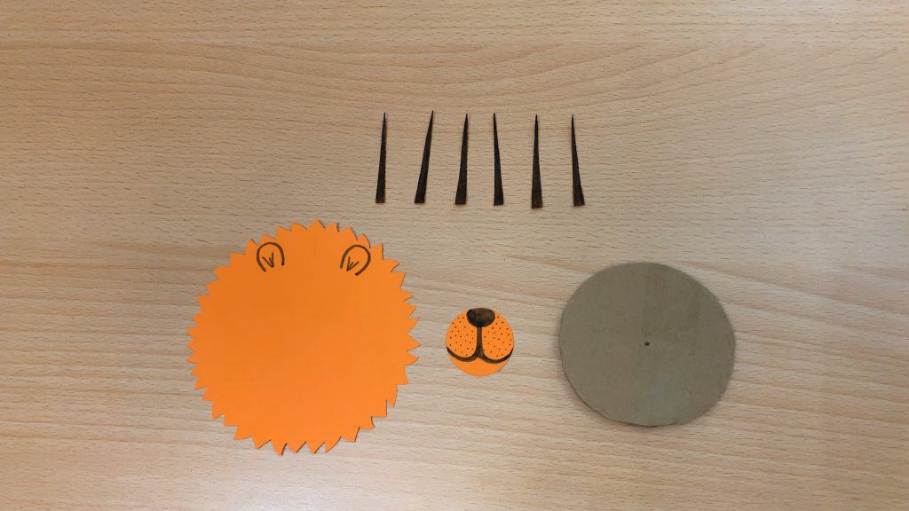 orange paper craft pieces for lion