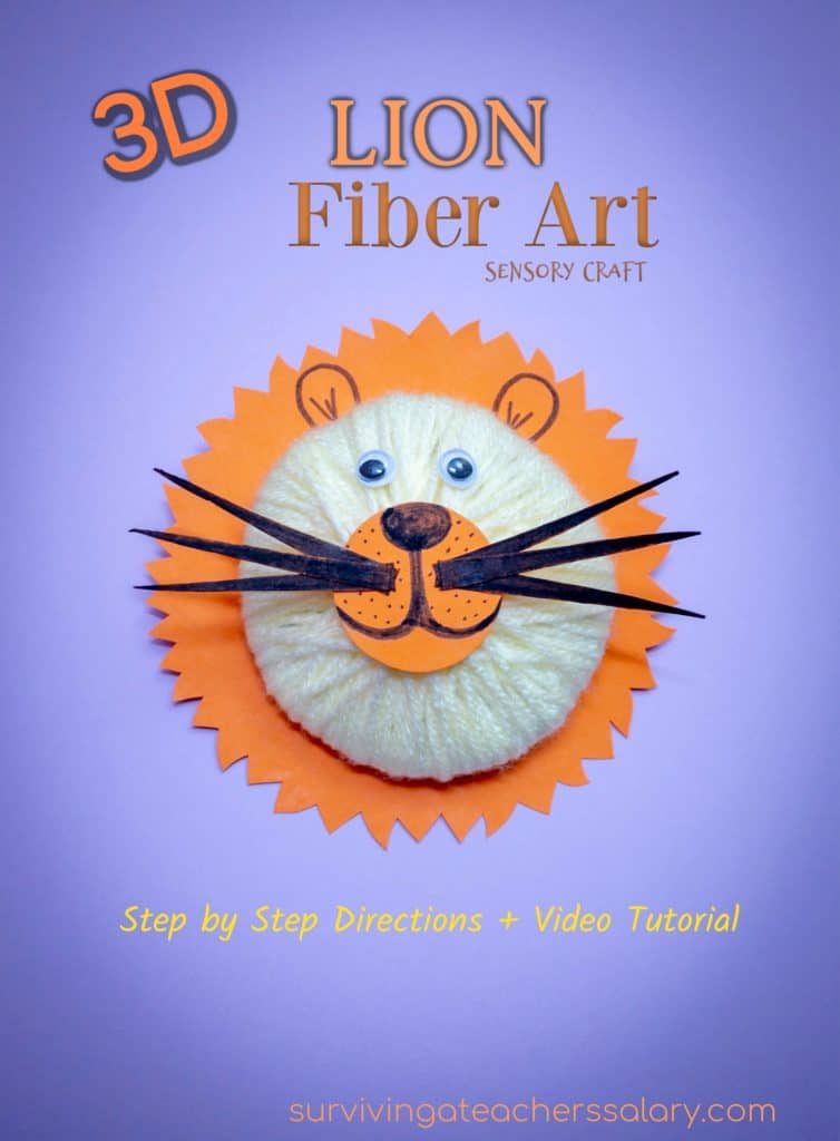 3D Lion Yarn Fiber Art Wildlife Craft Project for Kids