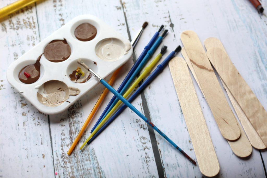 paint brushes and craft supplies