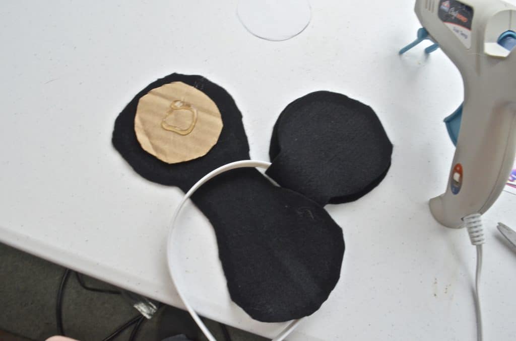 attaching mickey ears on headband