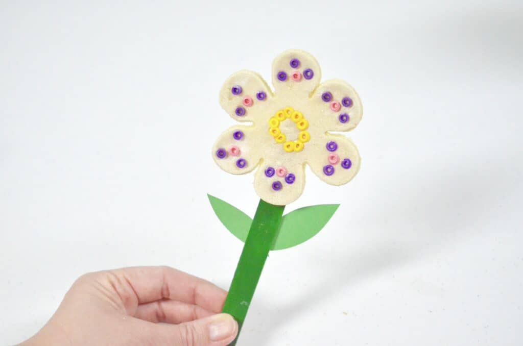 salt dough flower perler beads craft stick