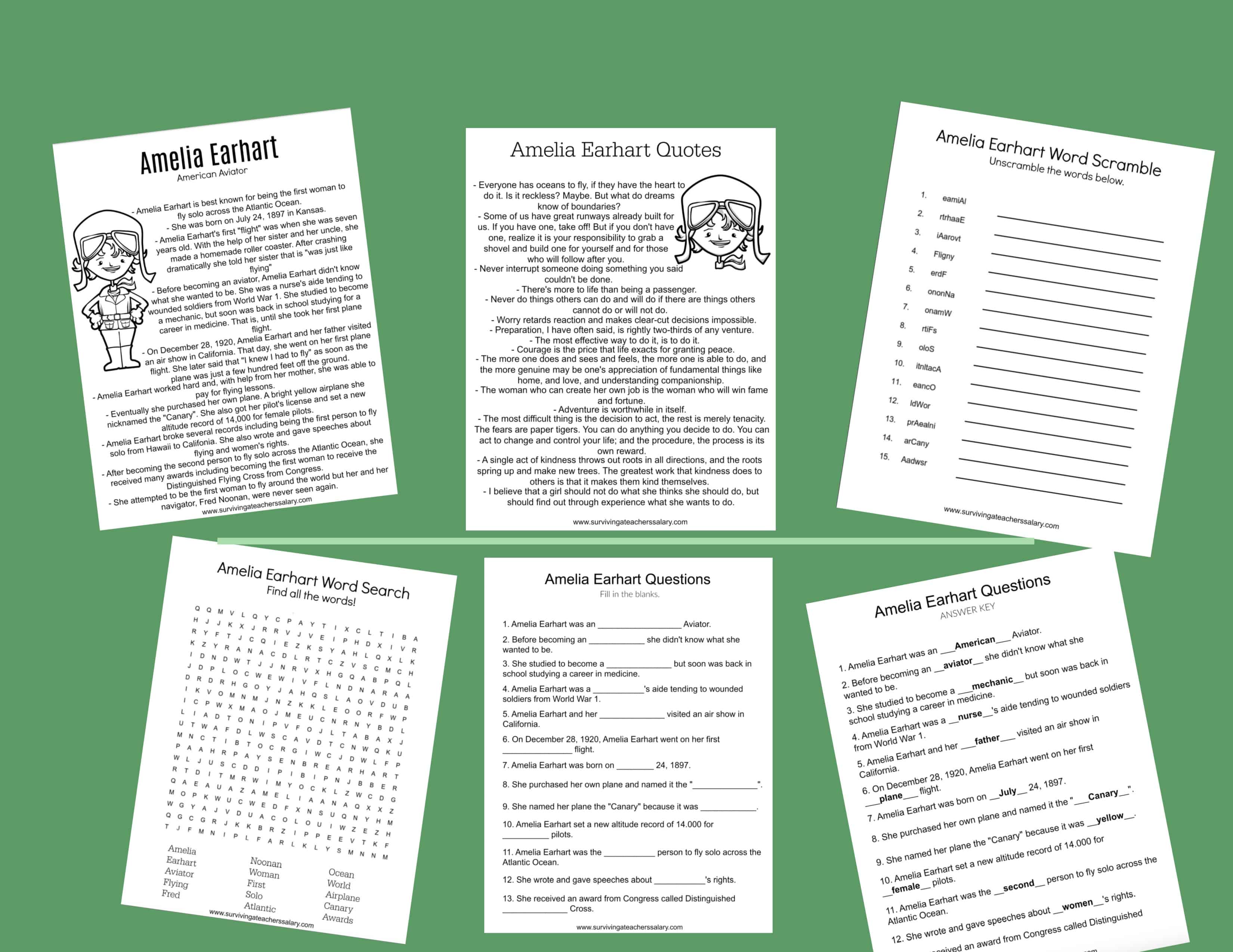 All About Amelia Earhart Worksheets Activities For Kids