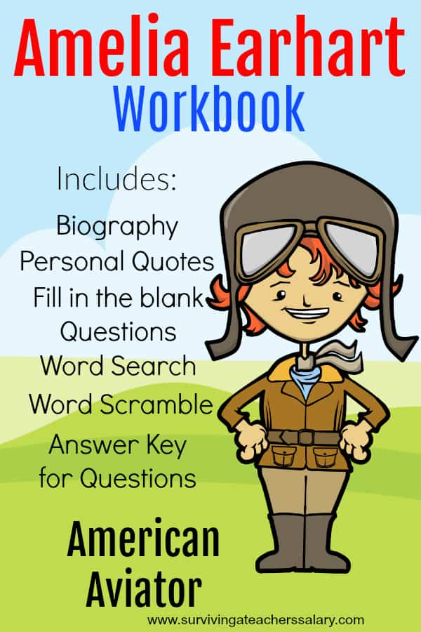 printable Amelia Earhart workbook