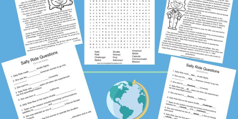 Sally Ride astronaut worksheets