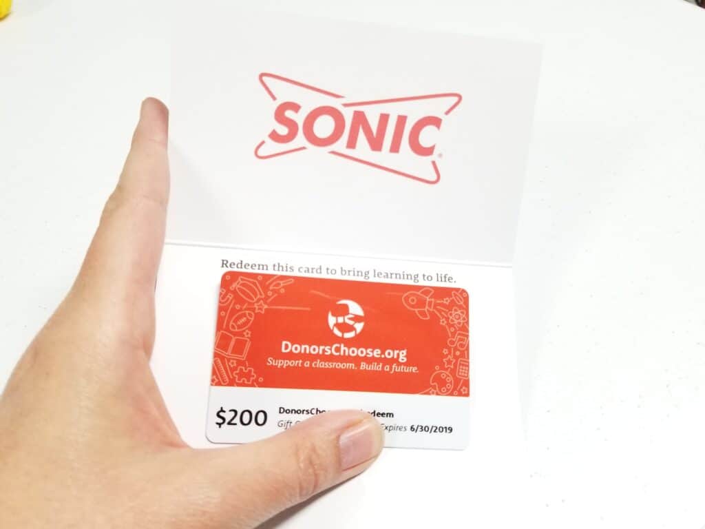 DonorsChoose gift card by SONIC