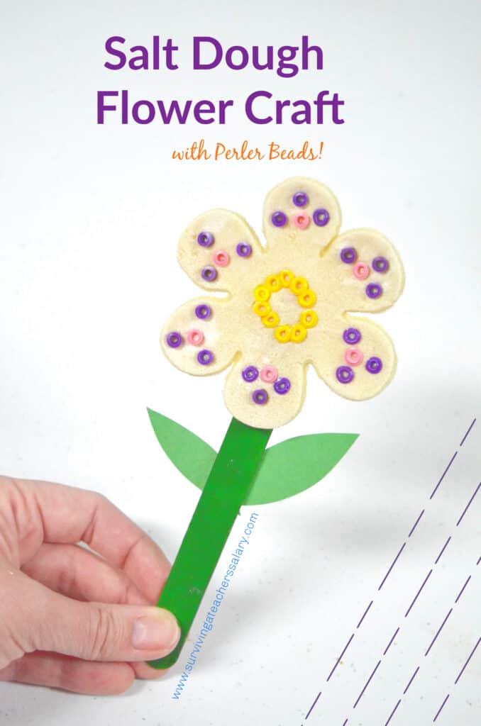 flower salt dough with perler beads craft