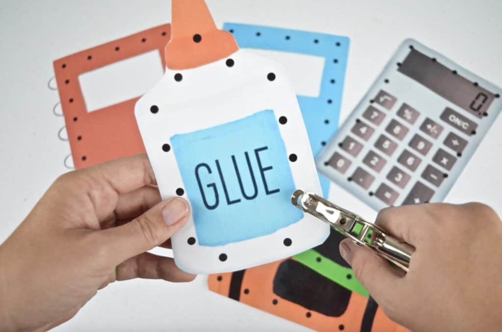 hole punch on printable glue lacing card