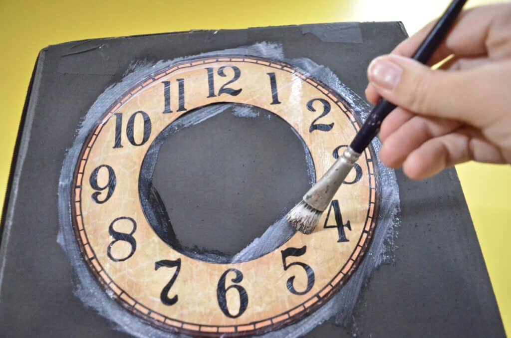 glueing on clock face