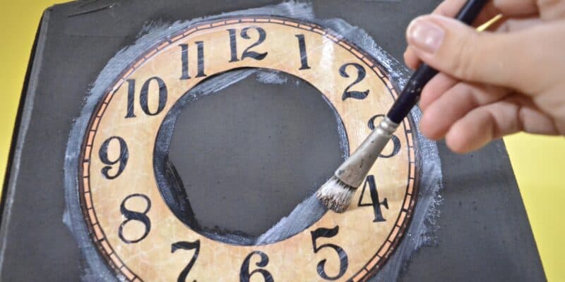 glueing on clock face