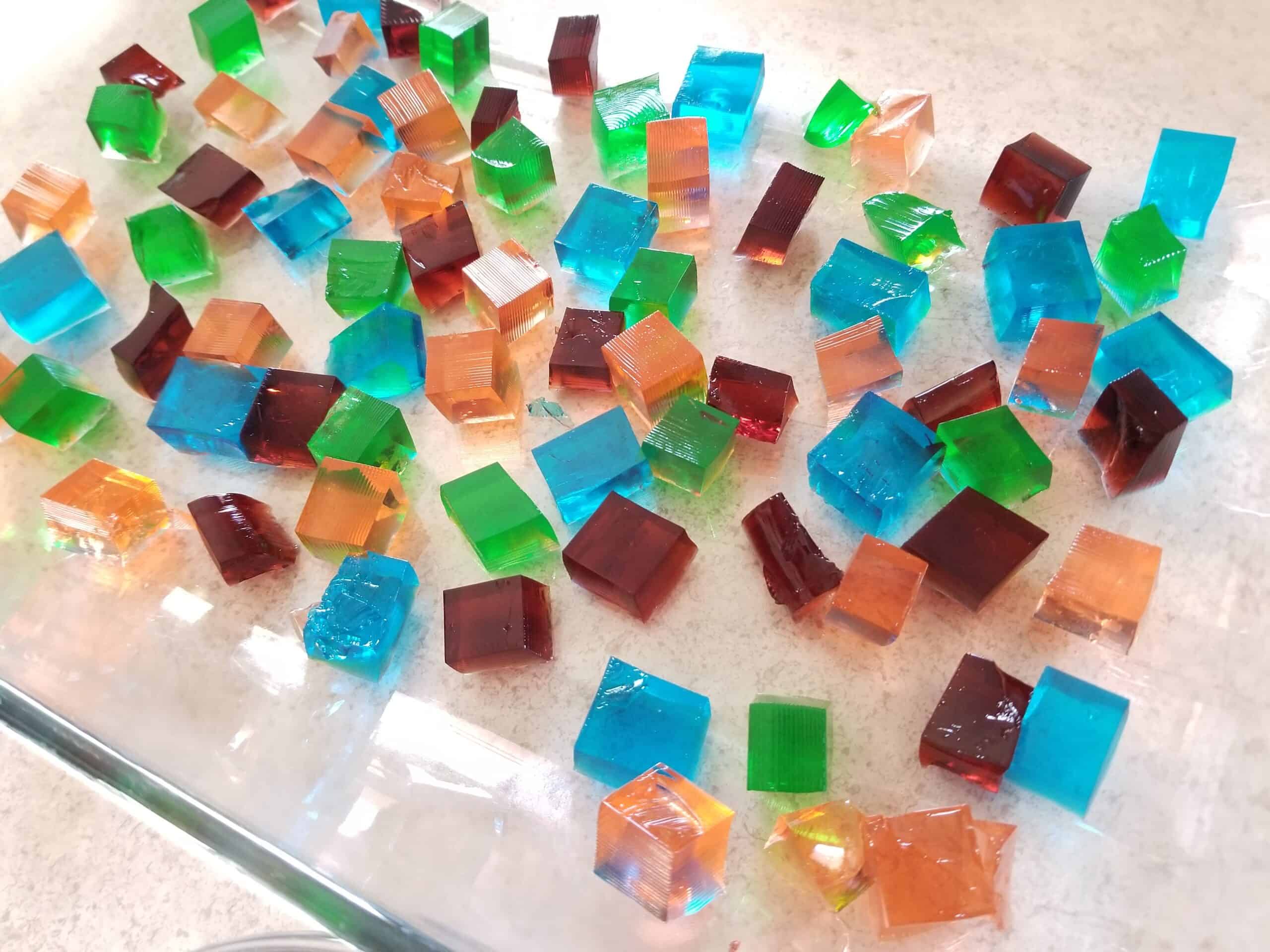 cubes of colored jello