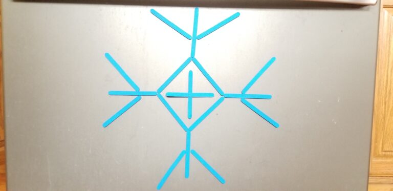 Symmetrical Snowflake Craft Stick Magnetic Activity + Printables