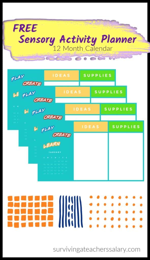 Printable 12 Month Sensory Activity Calendar Planner for Kids