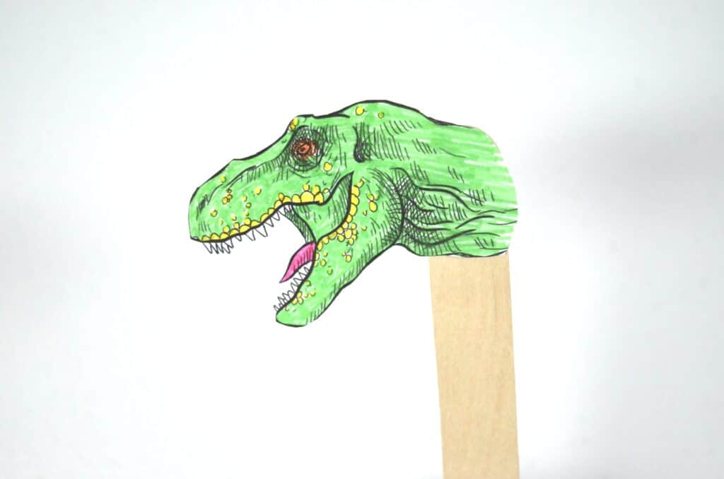 Dinosaur Craft Stick Puppets Imaginative Play Activity for Kids