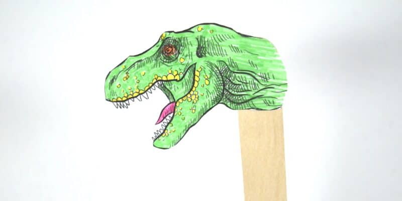 Dinosaur Craft Stick Puppets Imaginative Play Activity for Kids