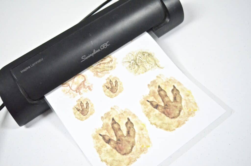 Dinosaur Sensory Bin Textured Dig This! Activity with Printables