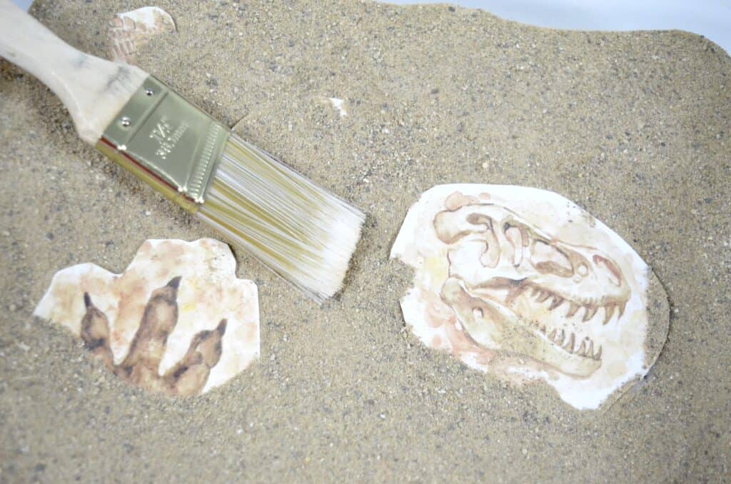 Dinosaur Sensory Bin Textured Dig This! Activity with Printables