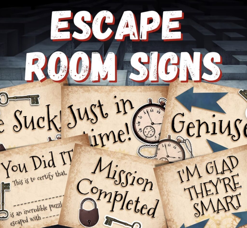 digital escape room signs