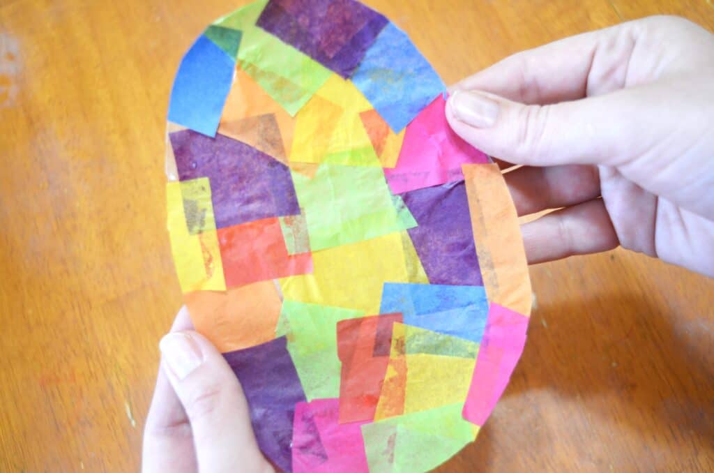 colorful tissue paper craft easter egg