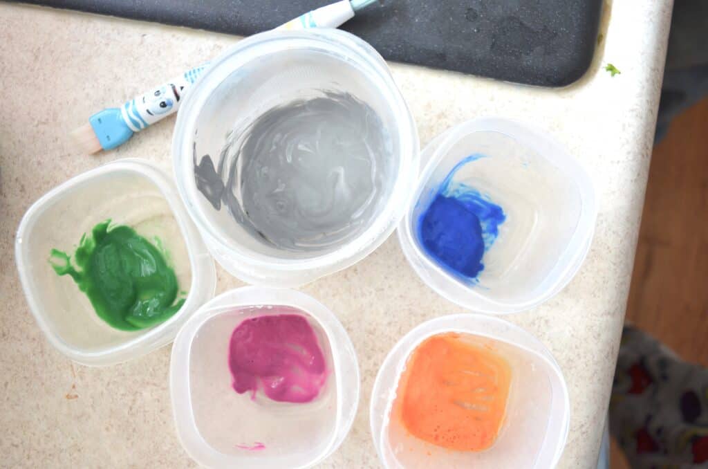 small containers of paint