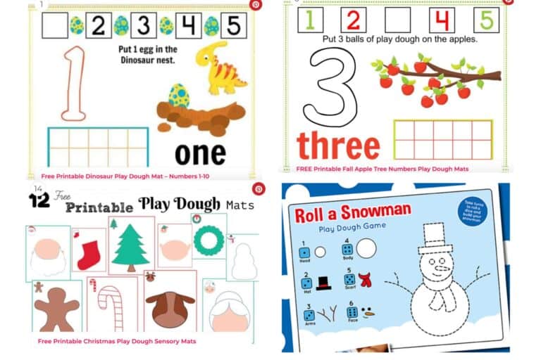 FREE Printable Play Dough Mats for Preschool Sensory Play