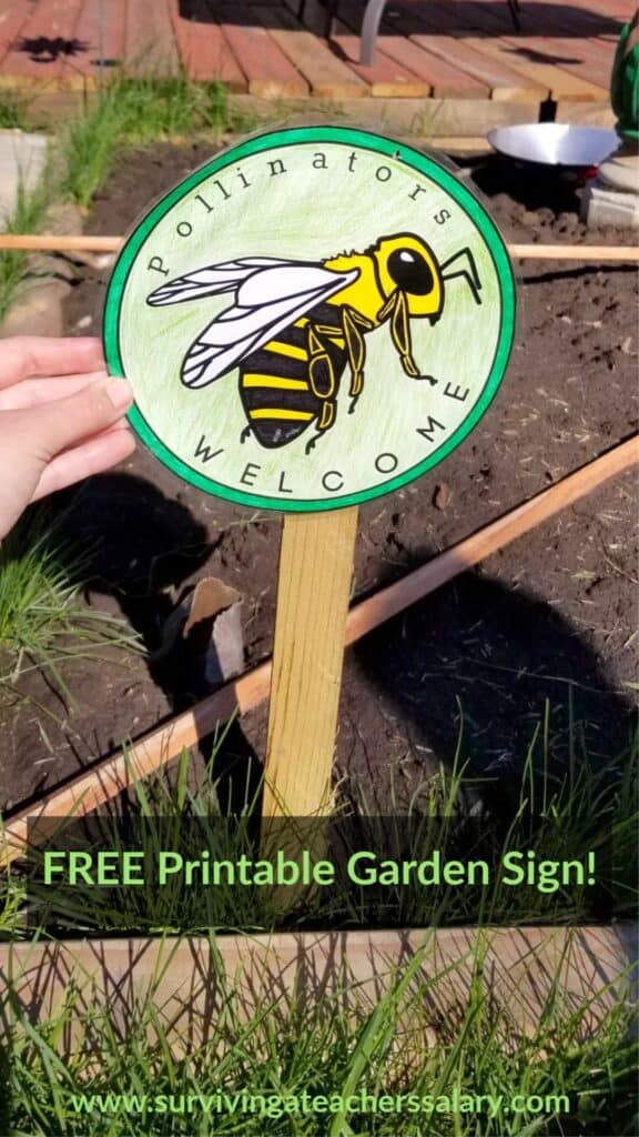 pollinator bee garden sign 