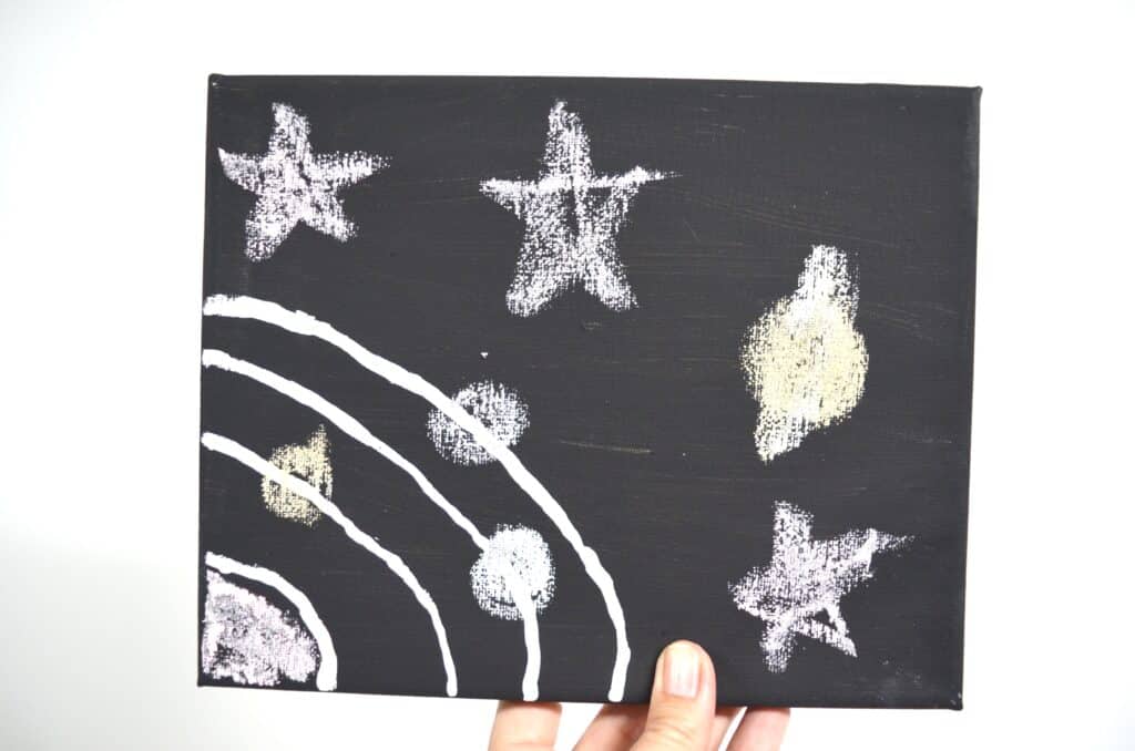 chalk space art on canvas