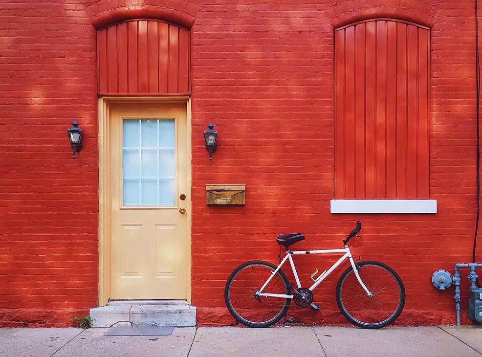 red wall with bike stock