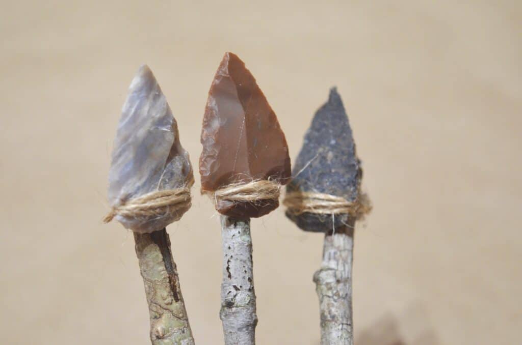 arrowheads on a stick tool