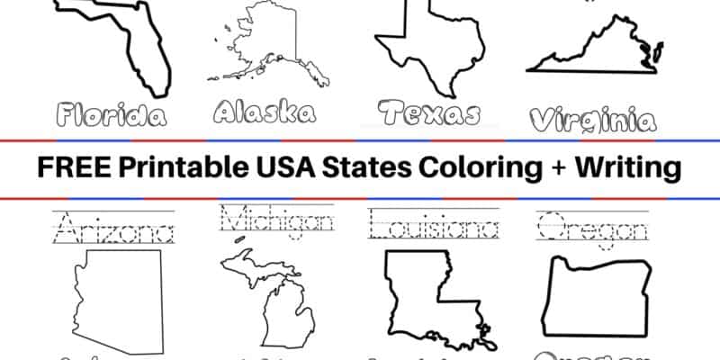 FREE United States Coloring Book and Writing Worksheets