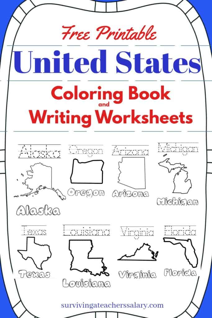 United States coloring pages writing