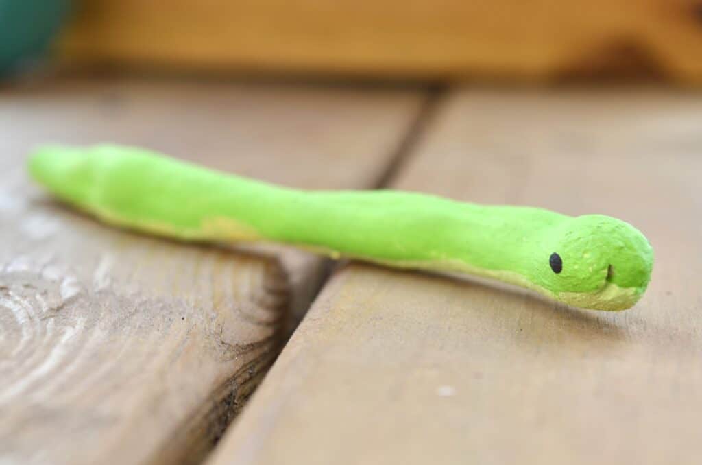 salt dough snake - green snake