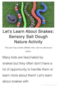 salt dough snakes activity