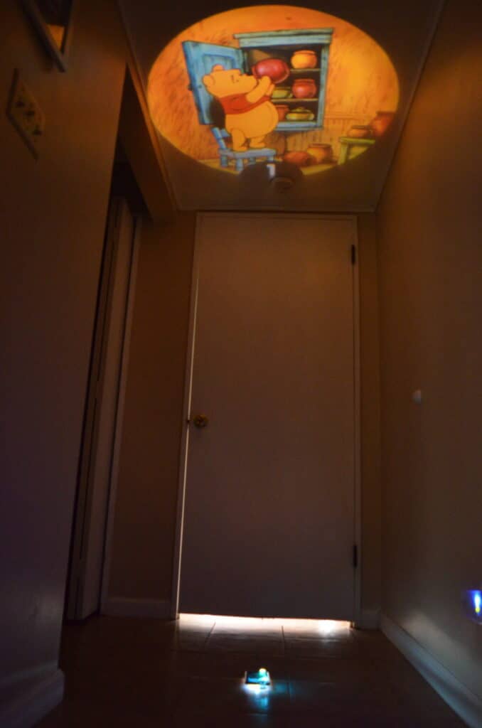 Winnie the Pooh story book reel on ceiling