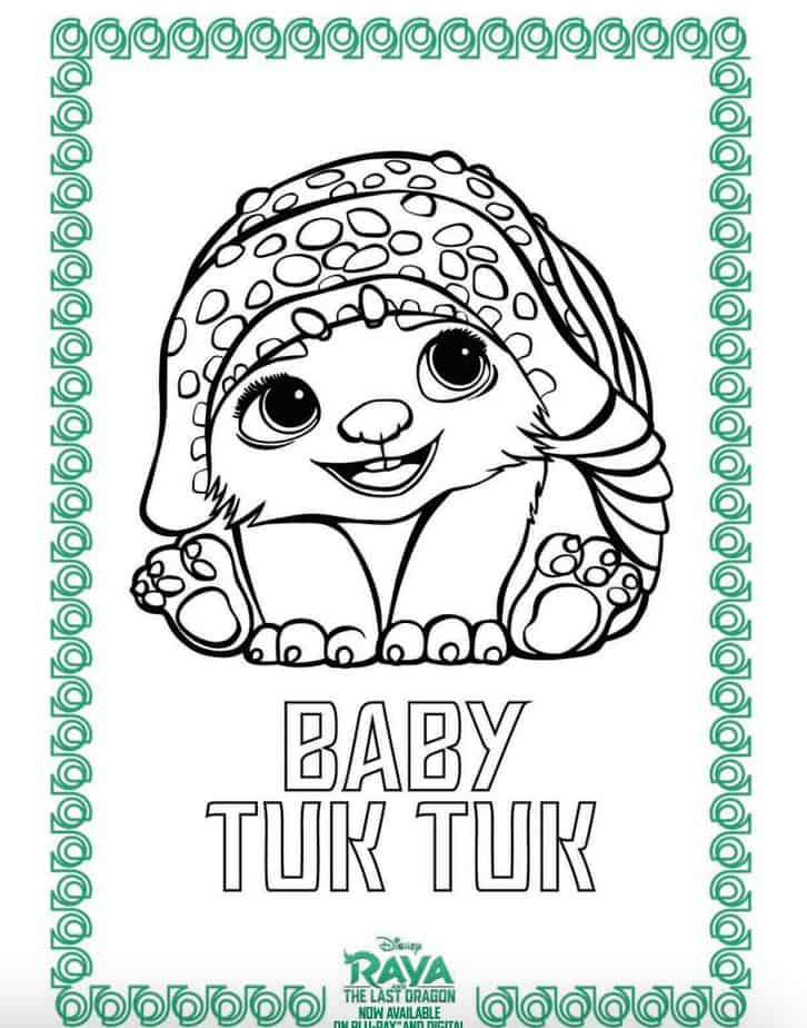 Raya Tuk Tuk coloring sheet