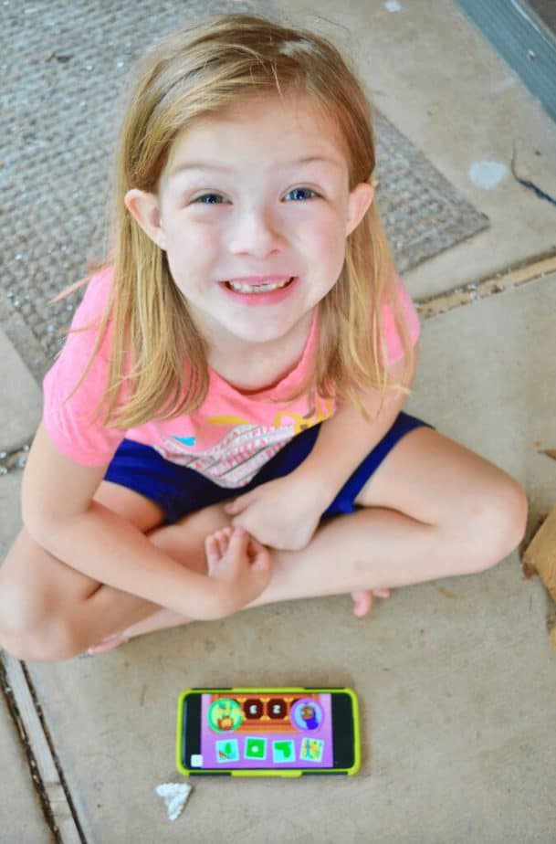 girl smiling with Noggin learning app