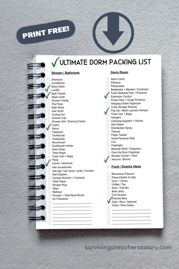 the ultimate college dorm packing list printable tips